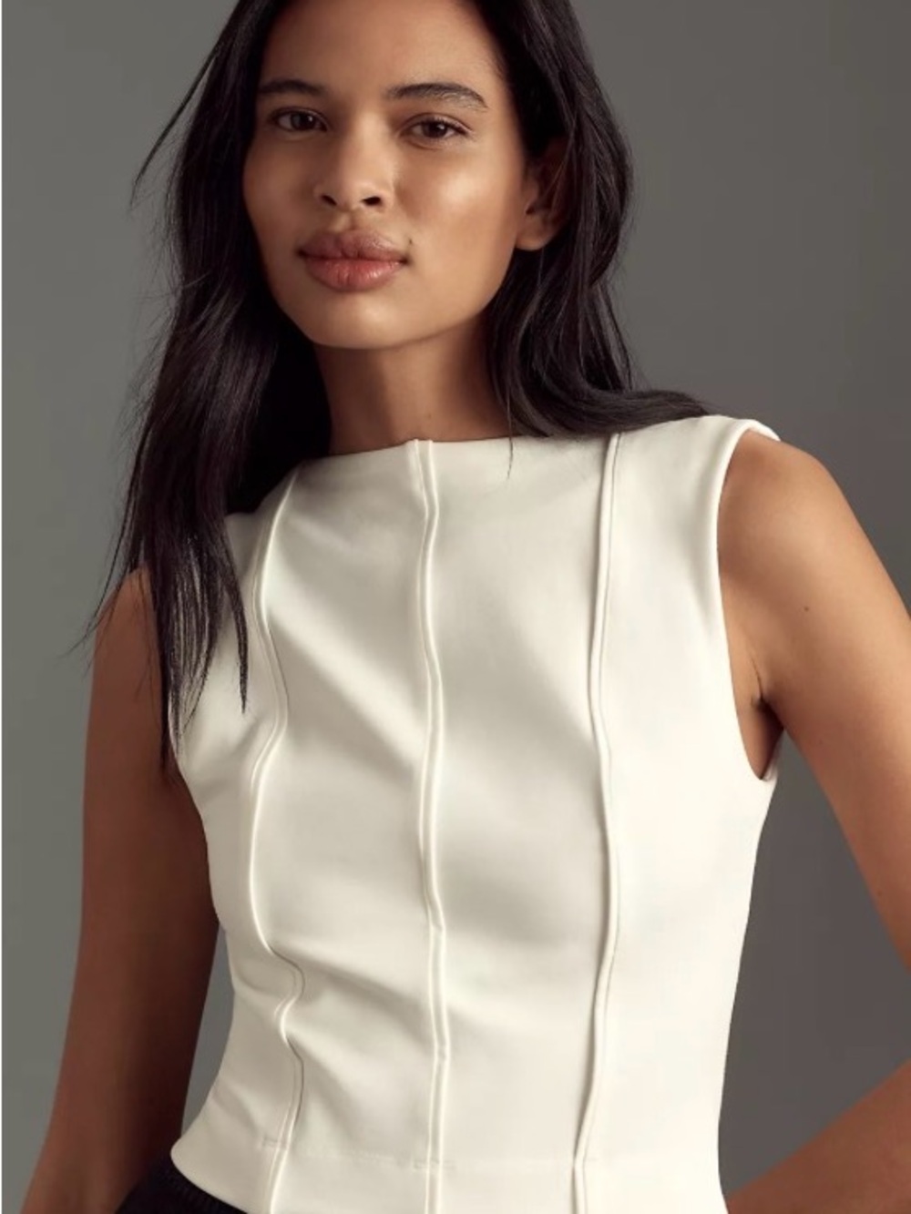 NWT Anthropologie-Maeve Cream Seamed Shell Top. Size L